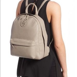 Tory Burch Ella Leather Backpack Light Grey